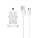 Incarcator Auto Borofone, BZ12 2 x USB, Cablu Micro USB, 1M 2.4 A, Alb, Borofone