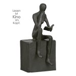 Figurina suport carti Readable, rasina, bronz, 16x6.5x6 cm, GILDE