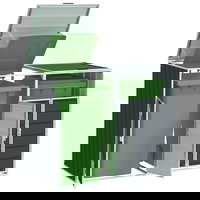 Depozit pubele cu roți duble, antracit, 144x81x113 cm, oțel, Casa Practica