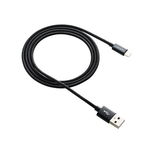 Cablu de date Canyon CFI-3, Lightning USB Cable for Apple, braided, metallic shell, cable length 1m, Black