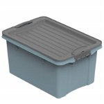 Cutie depozitare plastic albastra cu capac negru Rotho Compact 4.5L, Rotho