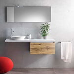 Set de baie Perth rovere miele, 190x46x142 cm, melamină/ aluminiu/ abs/ sticlă/ ceramică/ metal