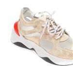 Pantofi sport FLAVIA PASSINI aurii, 135P17, din material textil si piele naturala
