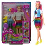 Set de joaca Barbie - Leopard Rainbow Hair, 14 accesorii