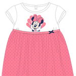 Set 2 piese, rochie si bentita, Minnie cu buline, alb cu roz, Disney