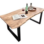 Masă de dining, lemn de acacia, 200x100x77 cm Freya Black