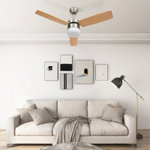 vidaXL Таванен вентилатор с лампа и дистанционно 108 см светлокафяв, vidaXL