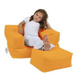 Set fotoliu si taburet pentru copii, Bean Bag, Ferndale, 65x50x40 cm, poliester impermeabil, portocaliu, Ferndale