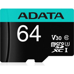 Card de memorie ADATA PremierPRO MicroSDXC 64GB UHS-I U3 + Adaptor ausdx64gui3v30sa2