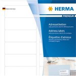 Etichete autoadezive pentru imprimante, Herma, Dreptunghiular, 88.9 x 33.8 mm, 16/A4, 100 coli, Alb