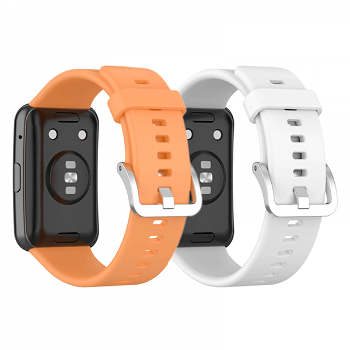 Set 2 curele din silicon pentru smartwatch Huawei Watch Fit portocaliu alb