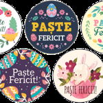 Set 4 role etichete autoadezive personalizate, Paste Fericit, diametru 40 mm, 1000 buc/rola