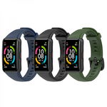 Set 3 curele sport pentru bratara fitness Huawei Band 6 / Honor Band 6 din silicon negru albastru verde