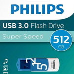 Stick USB Philips Vivid Edition, 512GB, USB 3.0 Albastru/Alb