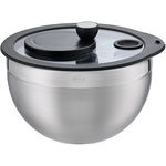 Bol cu Centrifuga Salad Spinner (15695) pentru Uscat si Amestecat Salata Argintiu/Negru, Roesle