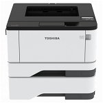Imprimanta laser monocrom Toshiba E-Studio409P, A4, 40 ppm, duplex, printare, 600 x 600 dpi, ram 512MB, USB, Retea, display LCD 2 lini, starter toner, Alb/Negru, Toshiba