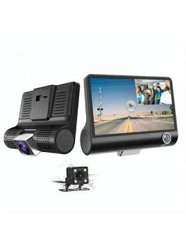 Camera Video Auto Tripla DVR, L300-1, ENGROS, Full-HD, 3 Camere - Fata/Spate/Interior, Ecran 4'', G Senzor, 170 grade 12/24V, 