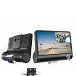 Camera Video Auto Tripla DVR, L300-1, ENGROS, Full-HD, 3 Camere - Fata/Spate/Interior, Ecran 4'', G Senzor, 170 grade 12/24V, 