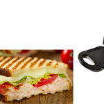 Sandwich-maker Hausberg HB-3520, 750 W, Negru+Inox, model grill, Fox Shop