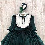 Rochie vintage din catifea verde pentru fete - Maya, Magazin Online Zaire.ro: Haine dama, casual, office sau elegante