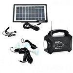 Kit Solar Gdlite Pentru Camping , Radio Fm , Incarcare Solara , Port Usb, Card Sd , 3 Becuri Puternice , Intrare Alimentator 110-220v, GDLITE