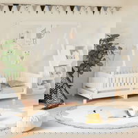 Cadru de pat pentru copii vidaXL, alb, 70x140 cm, lemn masiv de pin, 18.61 Kg