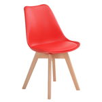 Scaun bucatarie tapitat rosu Depozitul de scaune Celia, piele ecologica, cadru lemn, max. 110 kg, 48.5 x 50 x 82.5 cm, Depozitul de scaune