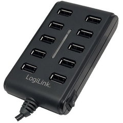 HUB UA0125 10 porturi USB 2.0 Negru, LogiLink