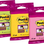 Post-it Post-it Super Sticky (6820-SS), 76x76mm, 75 de cărți, pachet multiplu, culori asortate, Post-it