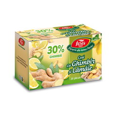 Ceai cu Ghimbir 30% si Lamaie, 20 plicuri, Fares,