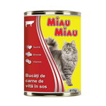 Mancare umeda pisici, Miau Miau, Vita, 415 g