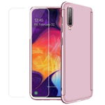 Husa full cover 360 folie sticla pentru samsung galaxy a50 rose gold, 