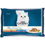 PURINA Gourmet Perle, 4 arome (Miel, Rață, Ton, Curcan), pachet mixt, plic hrană umedă pisici, (în sos), 85g x 4, Gourmet