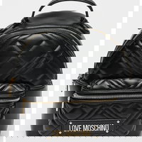 Love Moschino, Rucsac de piele ecologica cu aspect matlasat, Negru