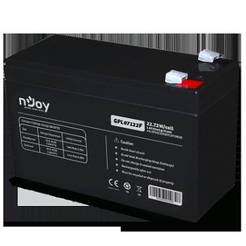 Njoy nJoy | BTVACGUOBTF2FCW01B | GPL07122F | Long Life | Baterie UPS | 12 V | 7 A | Borne F2 | 26 W | 151 x 65 x 95 mm, Njoy