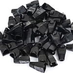 Set 50 mansoane de protectie pentru mufa RJ-45, Plastic, Negru