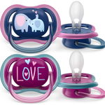 Set 2 suzete Philips-Avent SCF376/13, ultra air NightTime 6-18 luni, Ortodontice, fara BPA, Fosforescent, Stea/Luna, Philips Avent