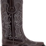 Ganni Embroidered Western Boots BURGUNDY, Ganni