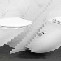 Vas WC suspendabil REA Carlo Lux Rimless cu functie bideu alb