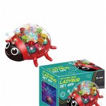 Jucarie interactiva BUBURUZA cu proiectie de lumini multicolore, Gear Ladybug, rotativa, cu sunete