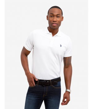 Imbracaminte Barbati US Polo Assn PIQUE SMALL LOGO POLO SHIRT WHITE