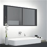 vidaXL Dulap de baie cu oglindă și LED, gri, 100x12x45 cm acril, vidaXL