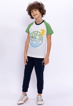 Set de tricou cu imprimeu logo si pantaloni sport