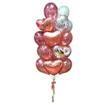 Buchet 24 baloane din folie si latex cu confetti, Rose Gold, OEM