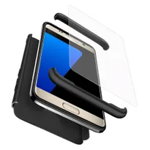 Husa Full Cover 360(fata + spate+ geam sticla) pentru Samsung S7, Black, Oem