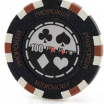 Jeton Pro Poker - Clay - 14g - Culoare Negru, inscriptionat (100), 