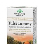 ORGANIC INDIA Ceai Digestiv Tulsi (Busuioc Sfant) Tummy cu Ghimbir, Plante Savuroase si Condimente, ORGANIC INDIA