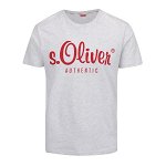 Tricou gri deschis melanj s.Oliver din bumbac cu print cu logo