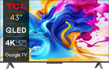 Televizor TCL QLED 43C645, 108 cm, Smart Google TV, 4K Ultra HD, Clasa G (Model 2023)