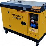 Generator insonorizat STAGER YDE15000T3 11580015000T3, diesel, trifazat, 13 kVA, 19 A, 3000 rpm, STAGER